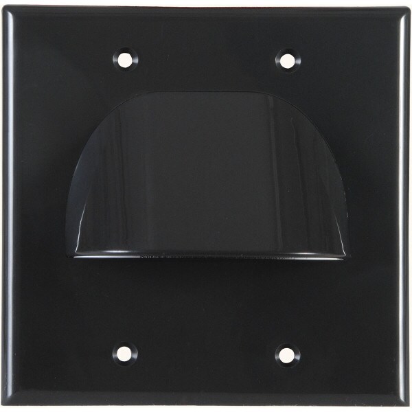 Main product image for Vanco Dual Gang Reversible Bulk Cable Wall Plate Black 261-167